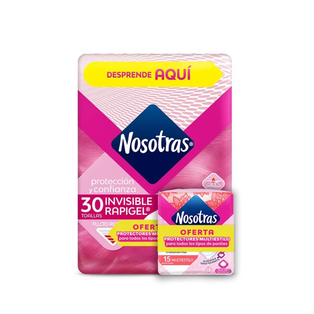 Toallas Nosotras Rapigel 30 Unidades + 15 Protectores