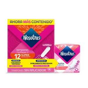 Tampones Super Sin Aplicador 12 Unidades + 15 Protectores