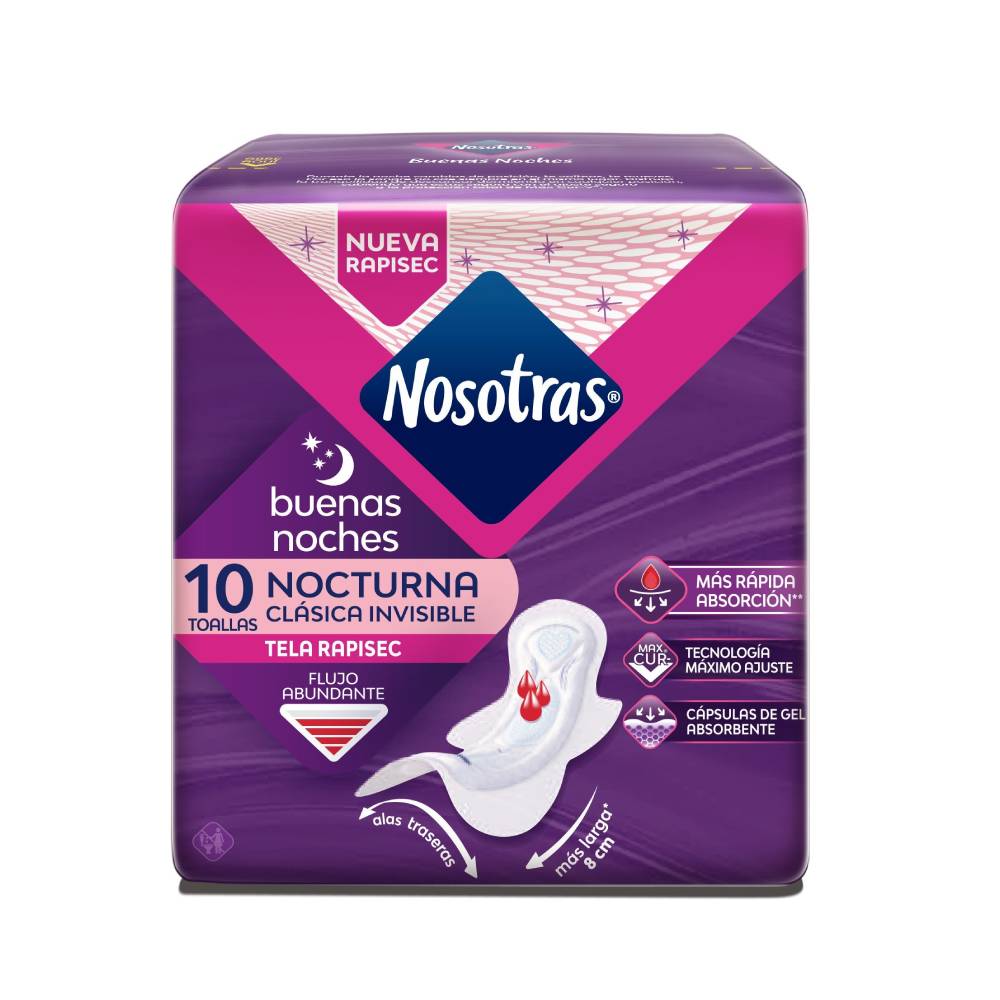 Toallas Nosotras Buenas Noches Invisible Rapisec 10 Unidades