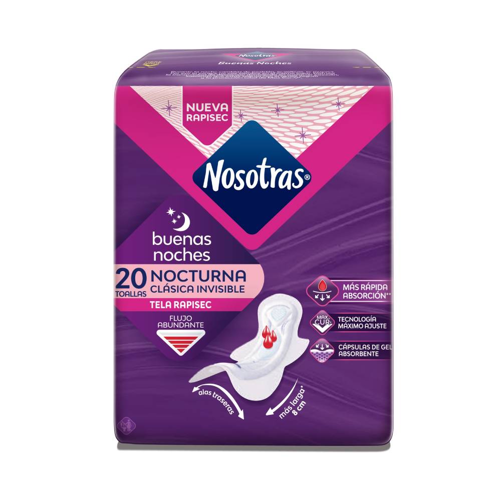 Toallas Nosotras Buenas Noches Invisible Rapisec 20 Unidades