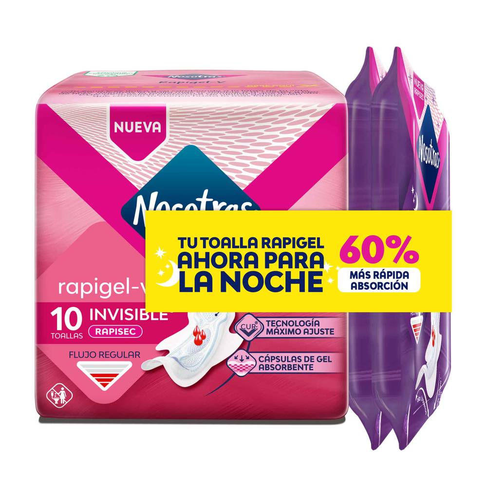 Toallas Nosotras Invisible 10 Unidades + 2 Protectores