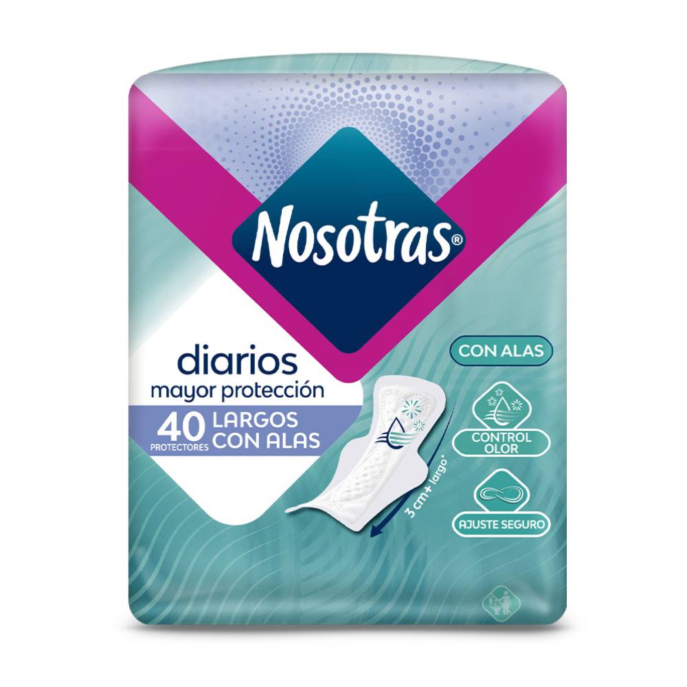 Protectores Diarios Nosotras Largos Con Alas 40 Unidades
