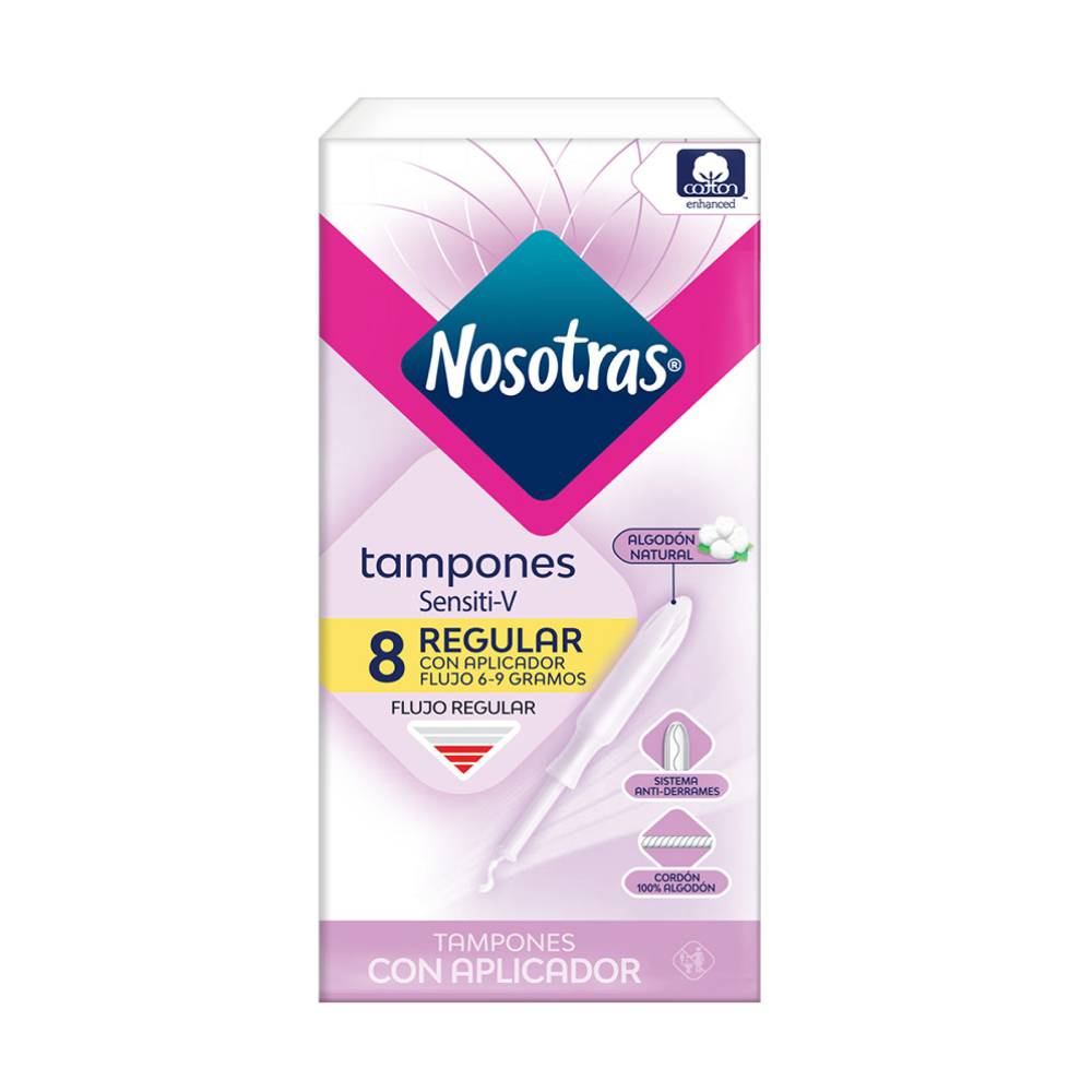 Tampones Nosotras Con Aplicador Regular Sensiti-V 8 Unidades