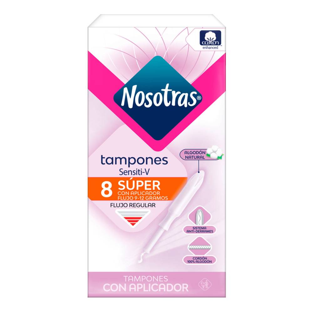 Tampones Nosotras Con Aplicador Super Sensiti-V 8 Unidades