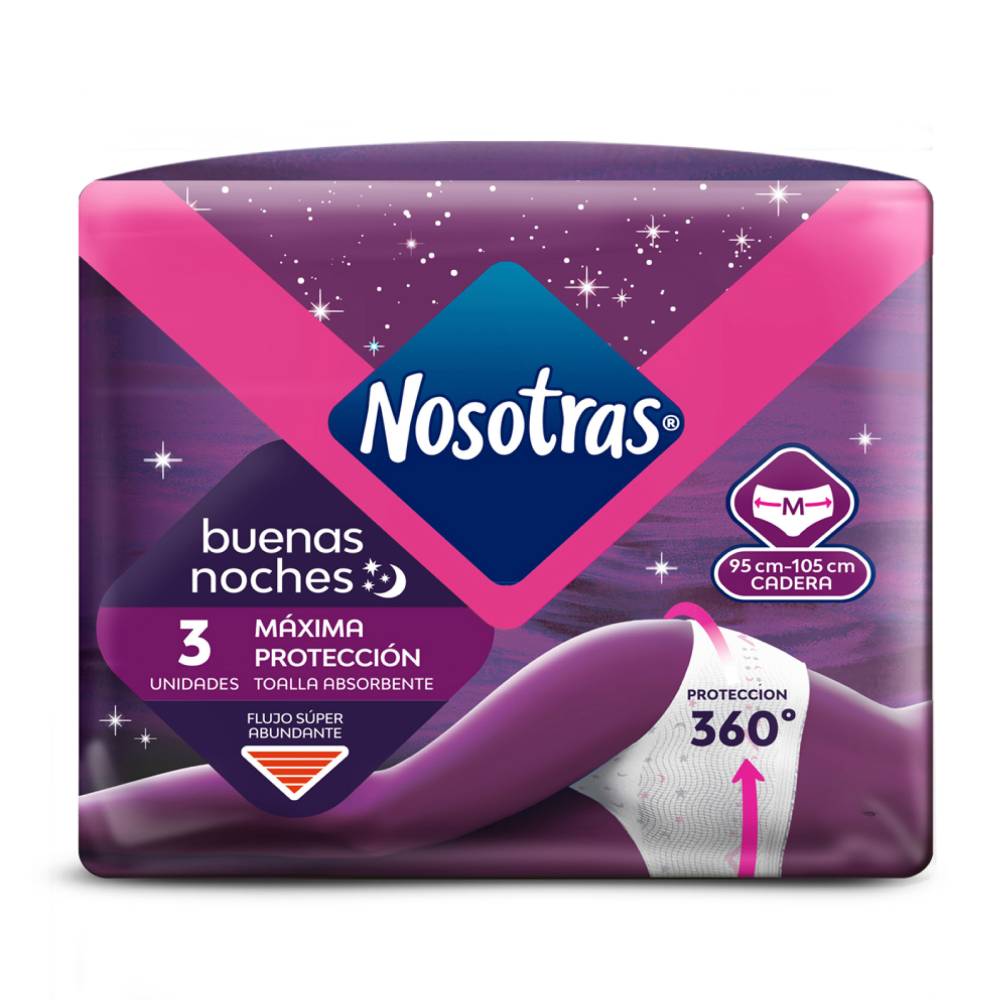 Toallas Nosotras Buenas Noches MaxIma Proteccion 3 Unidades