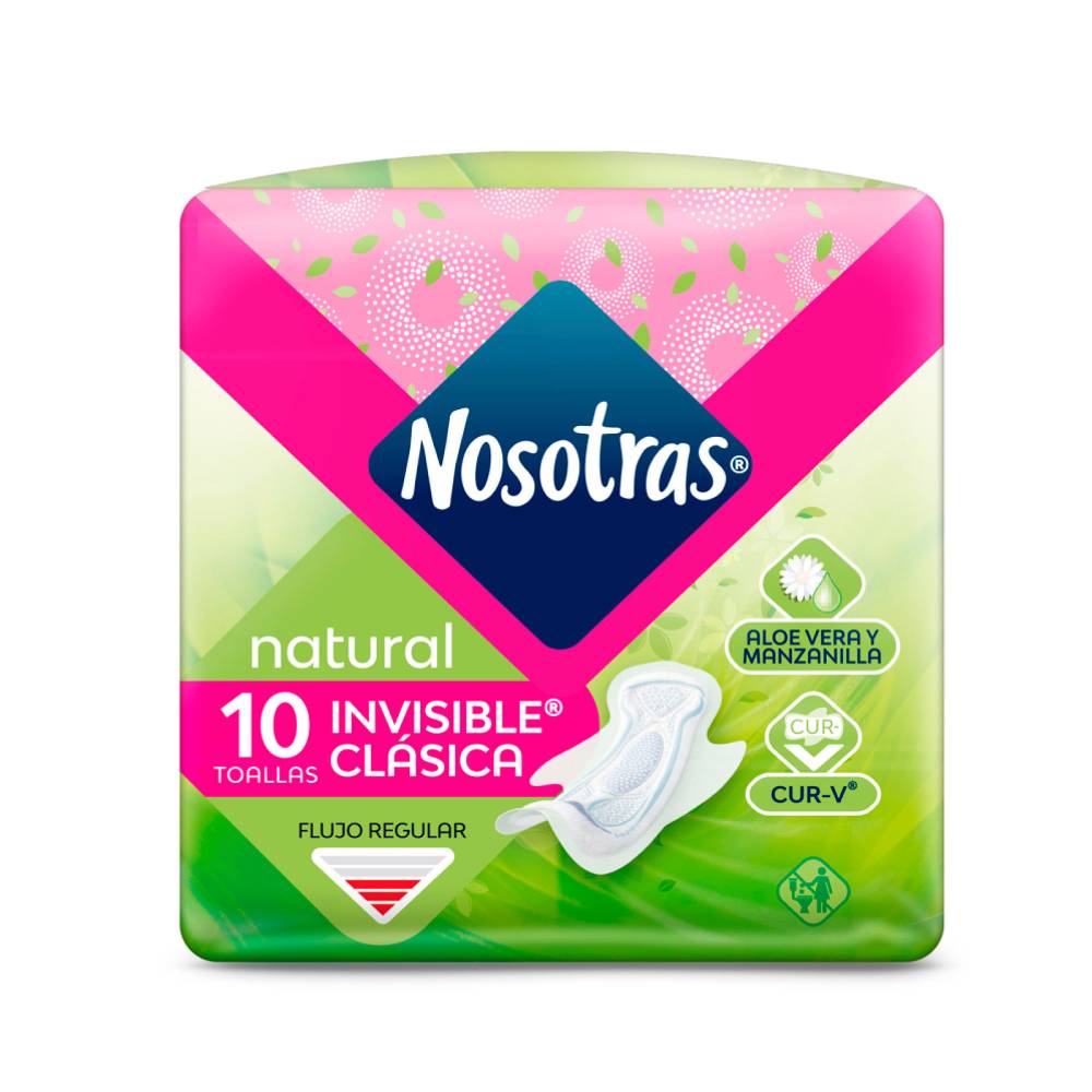 Toallas Nosotras Natural Invisible 10 Unidades