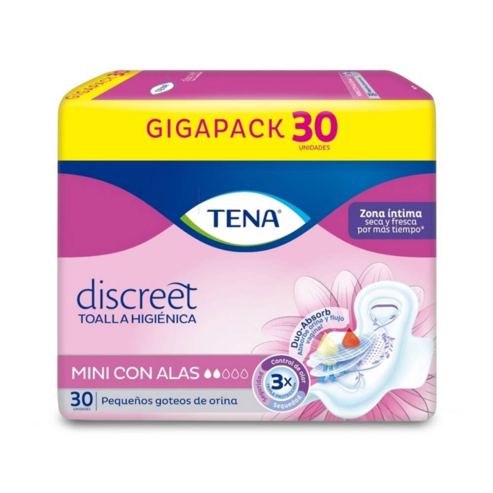 Toallas Tena Mujer Mini Con Alas 30 Unidades