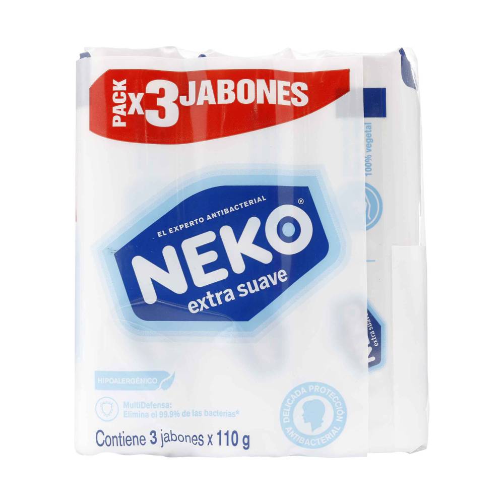 3 Jabones Antibacterial Neko Extra Suave 110 g