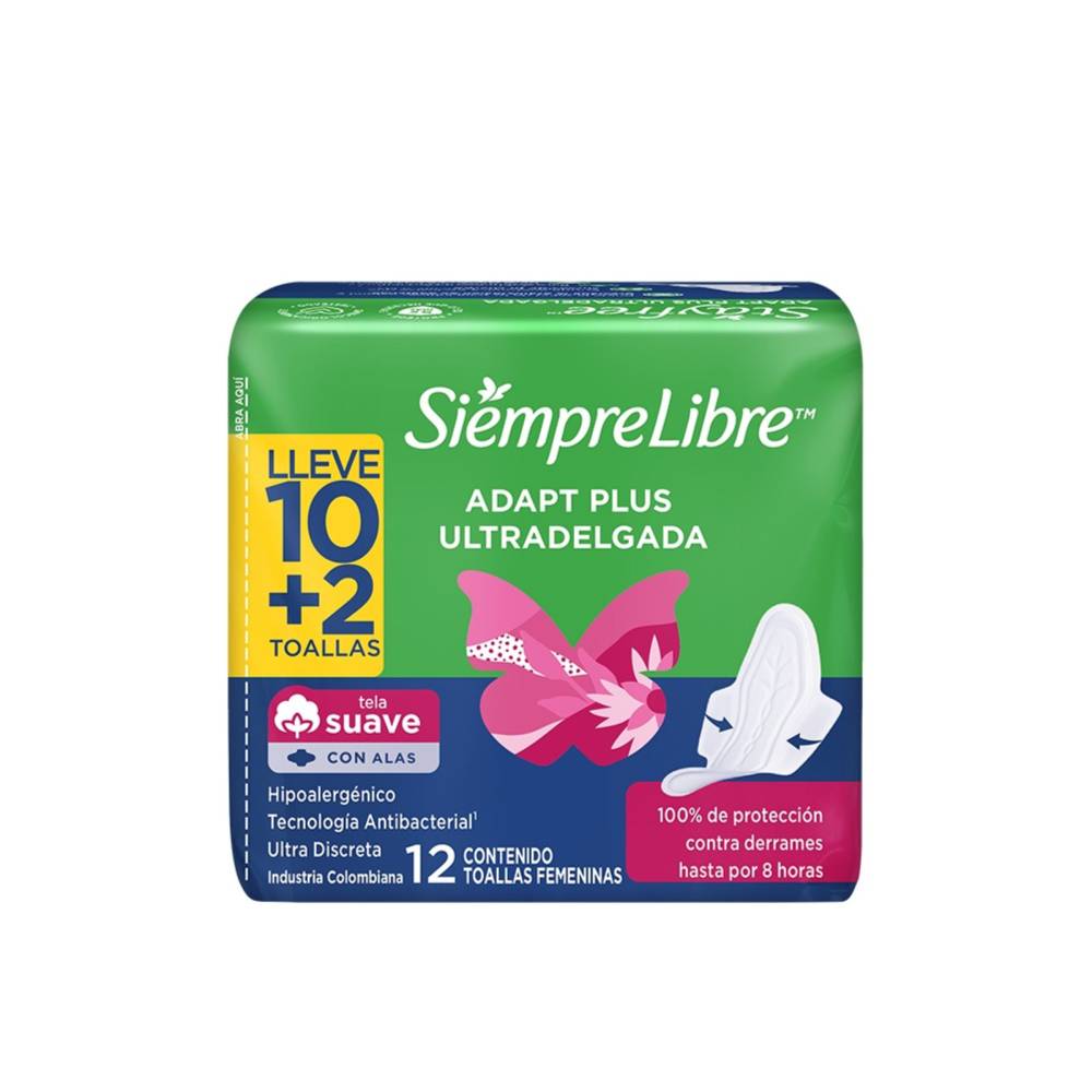 Toallas Stayfree Adapt Plus Ultradelgadas 12 Unidades