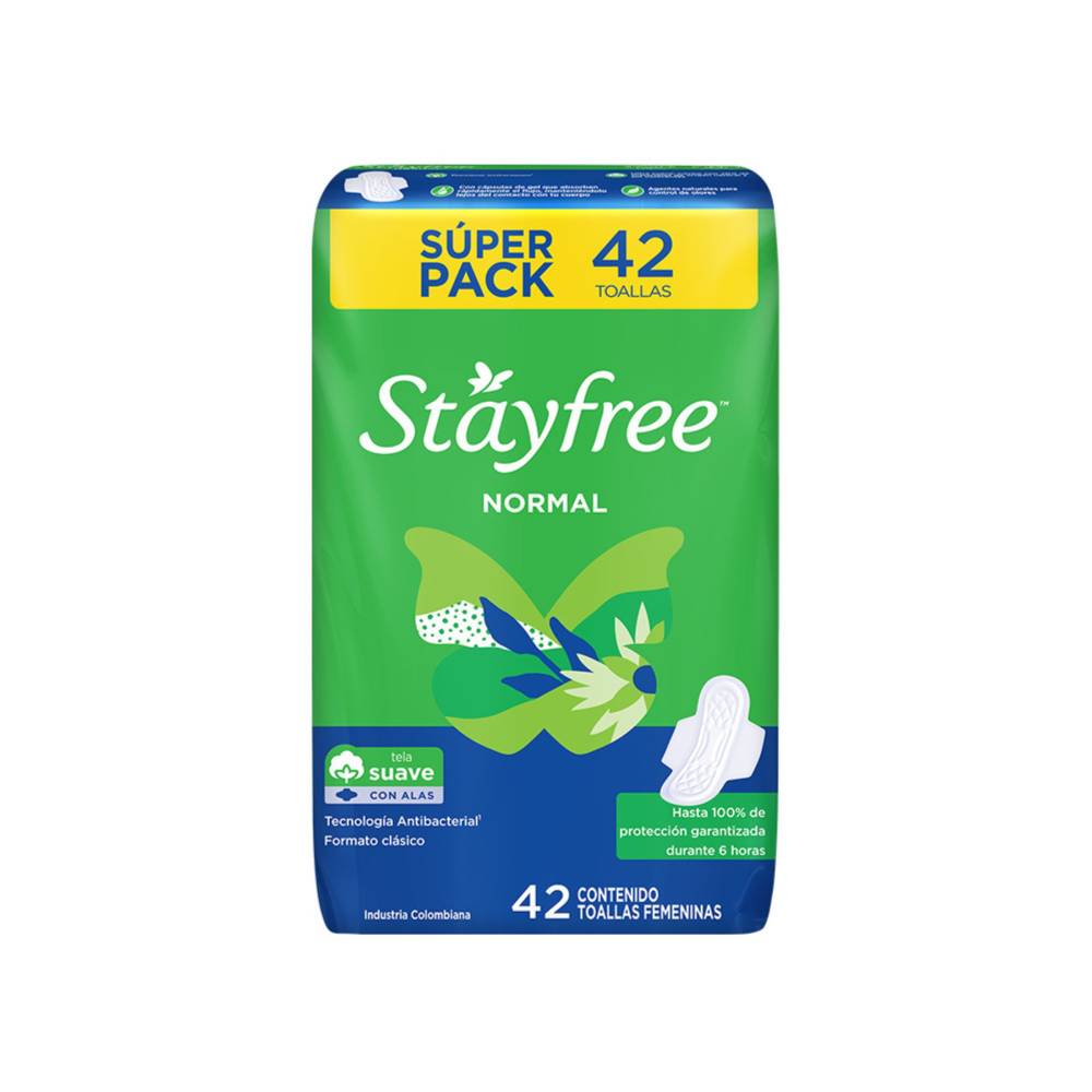 Toallas Stayfree Suaves Con Alas 42 Unidades