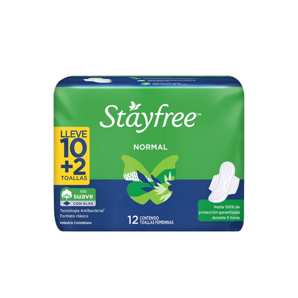 Toallas Stayfree Suaves Con Alas 12 Unidades