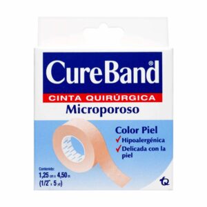 CureBand Cinta Microporoso Color Piel 1/2 X5 Yardas