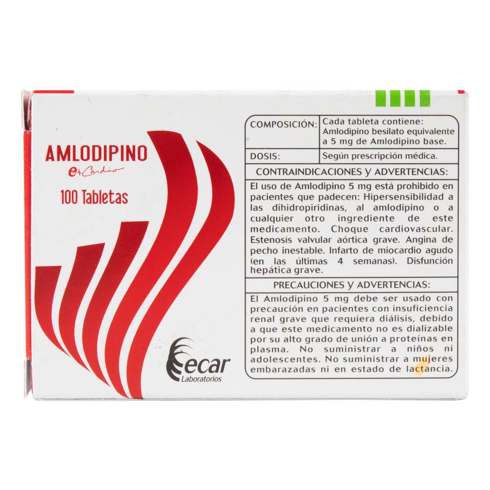 Amlodipino 5 mg 100 Tabletas Ecar - Imagen 3