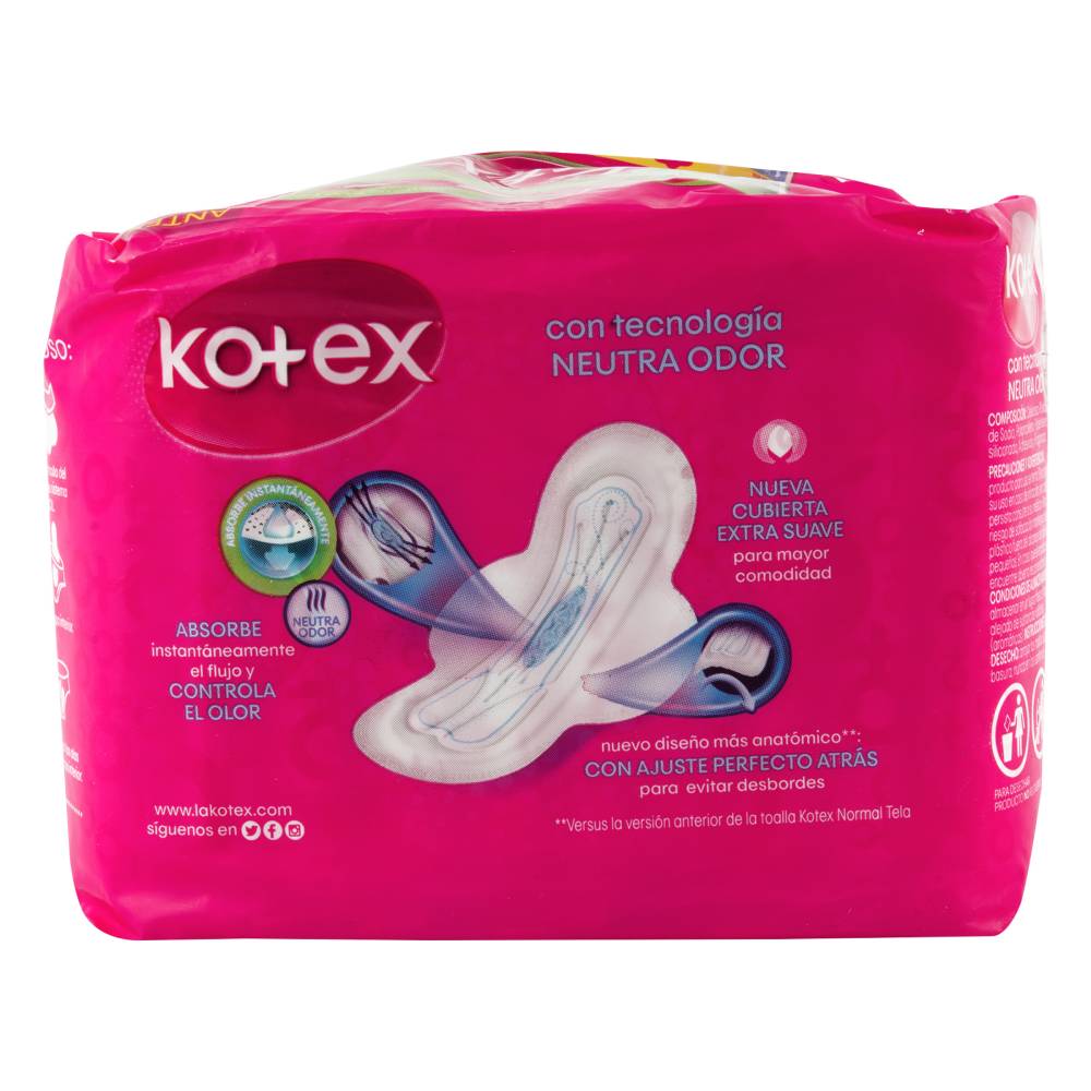 Toallas Kotex Normal Tela 10 Unidades