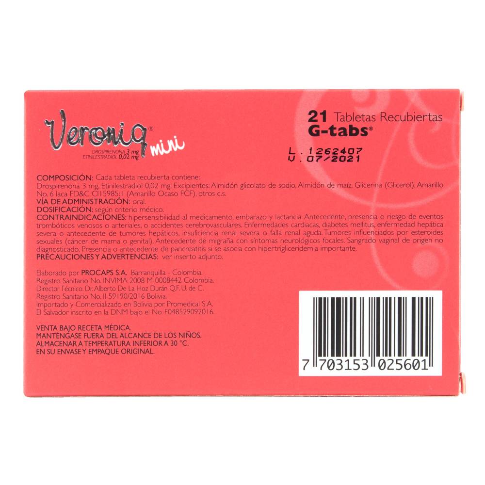Veroniq Mini 21 Tabletas - Imagen 2
