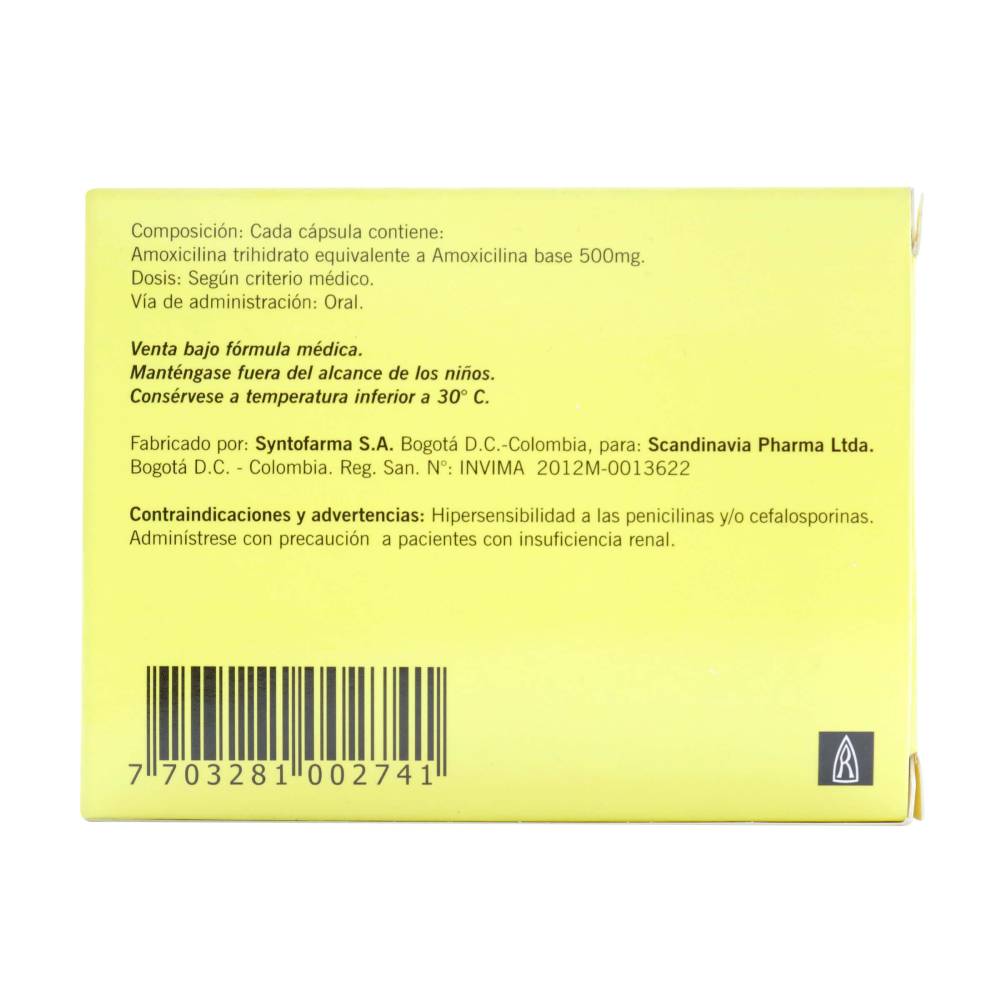 Amoxidal Amoxicilina 500 mg 30 Cápsulas - Imagen 2