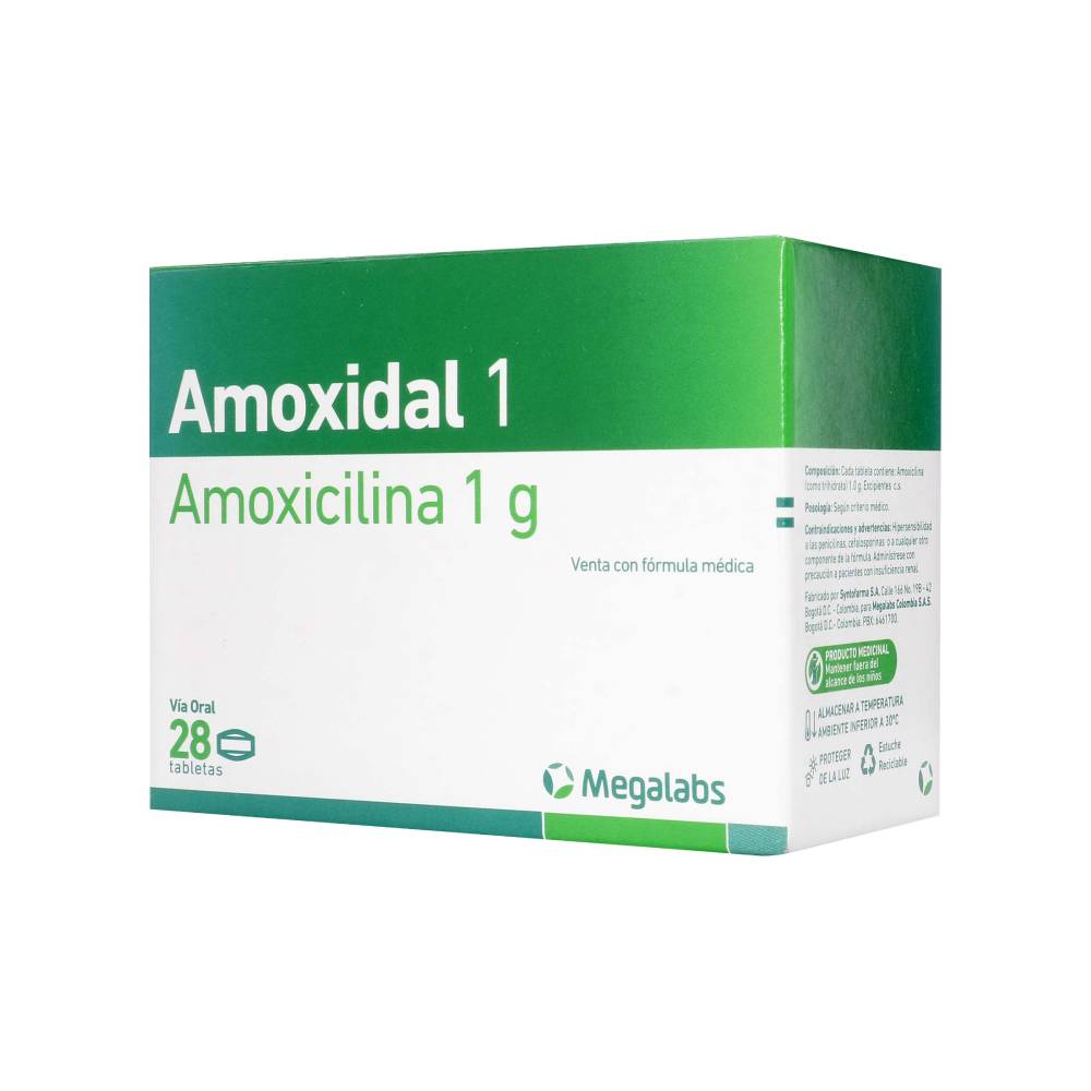 Amoxidal Amoxicilina 1 g 28 Tabletas - Imagen 2