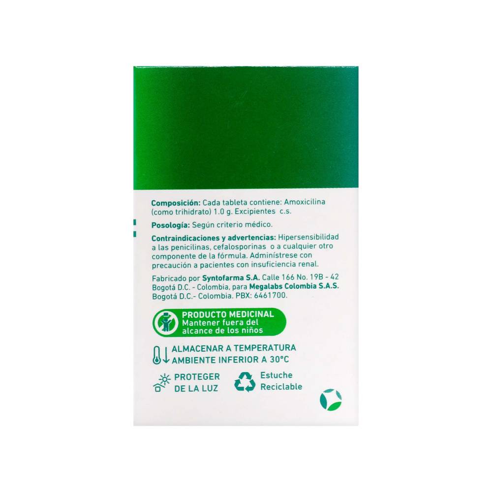 Amoxidal Amoxicilina 1 g 28 Tabletas - Imagen 3