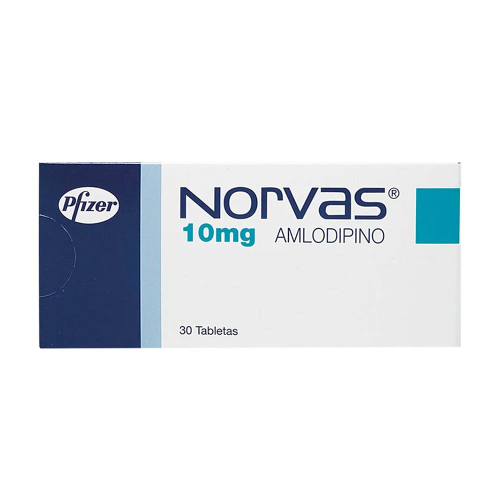 Norvas Amlodipino 10 mg 30 Tabletas
