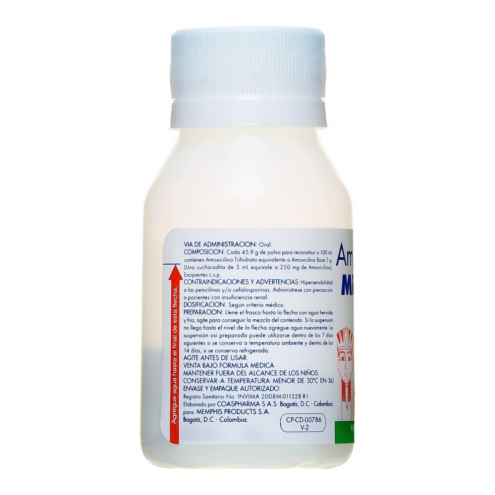 Amoxicilina 250 mg Polvo Para Reconstituir 45 ml Memphis - Imagen 4