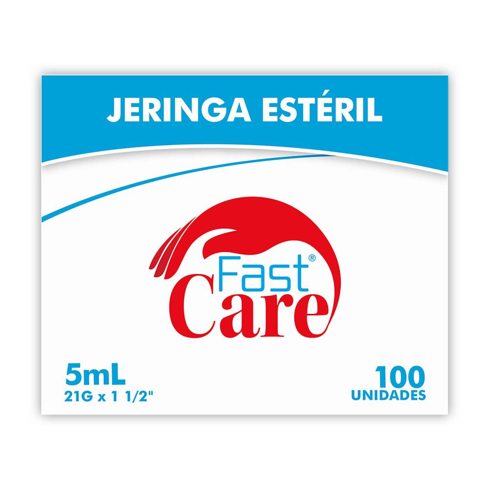 Jeringa Esteril Fast Care 5 ml 21 G X 1 1/2 100 Unidades