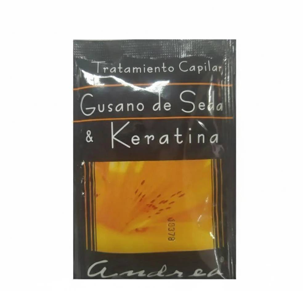 Tratamiento Capilar Andrea Gusano Seda y Keratina 12 Sobres