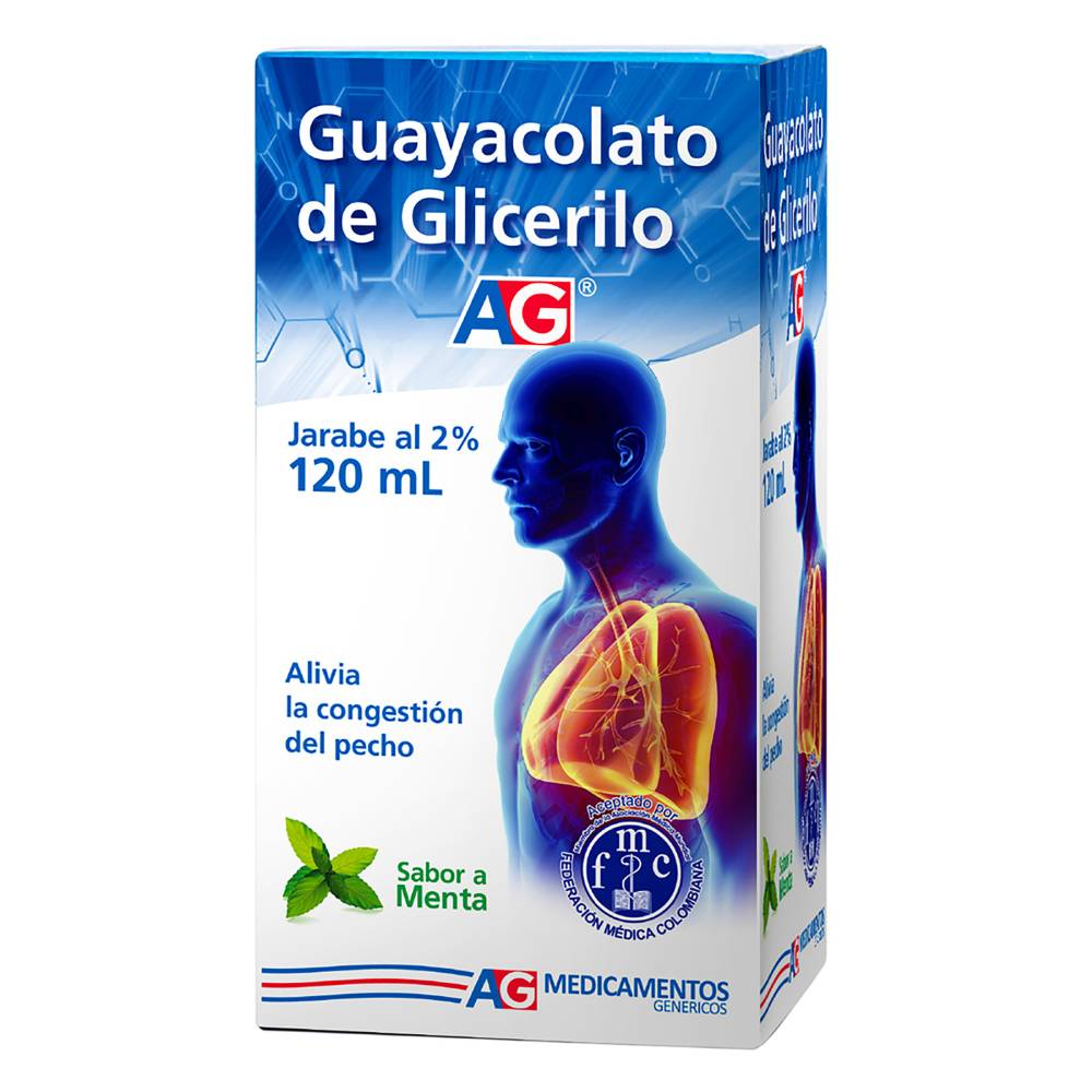 Guayacolato de Glicerilo Jarabe Al 2% AG Sabor Menta 120 ml