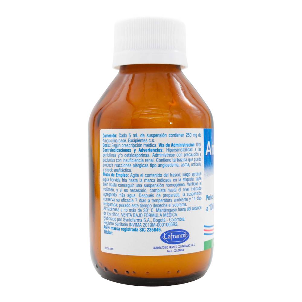 Amoxicilina 250 mg Polvo Para Reconstituir 100 ml AG - Imagen 2