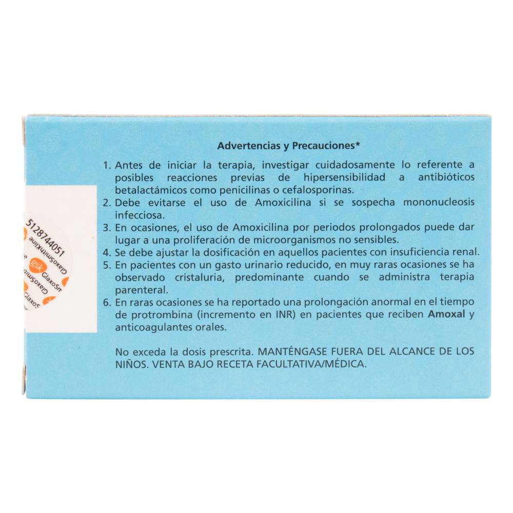 Amoxal Amoxicilina 500 mg 30 Cápsulas - Imagen 4