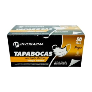 Tapabocas Inverfarmama Negro Empaque Individual 50 Unidades