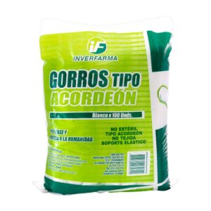 Gorro Tipo Acordeon Blanco Inverfarm 100 Unidades