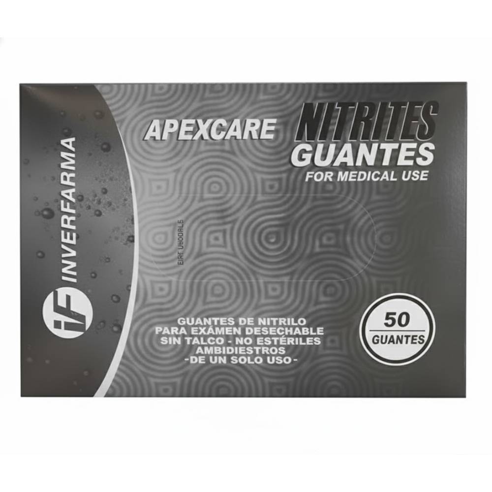 Guantes De Nitrilo Inverfarma Negro Talla S Caja 50 Unidades