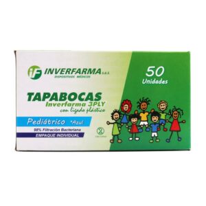 Tapabocas Pedíatrico Inverfarma Azul 50 Unidades