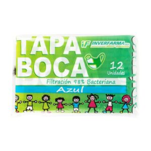 Tapabocas Pedíatrico Inverfarma Azul 12 Unidades