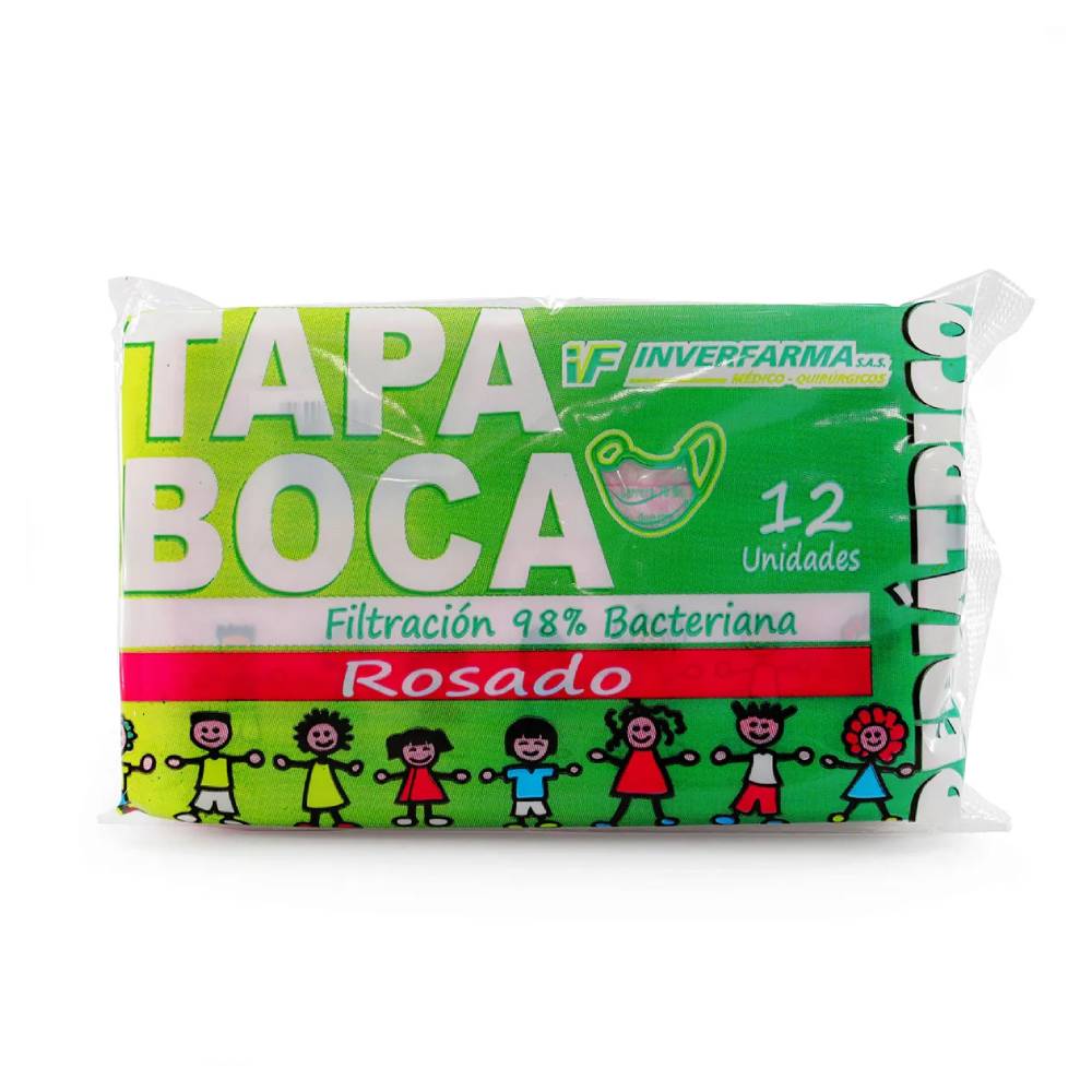 Tapabocas Pedíatrico Inverfarma Rosado 12 Unidades