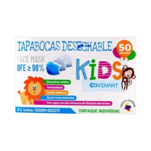 Tapabocas Pedíatrico Covenant Azul 50 Unidades