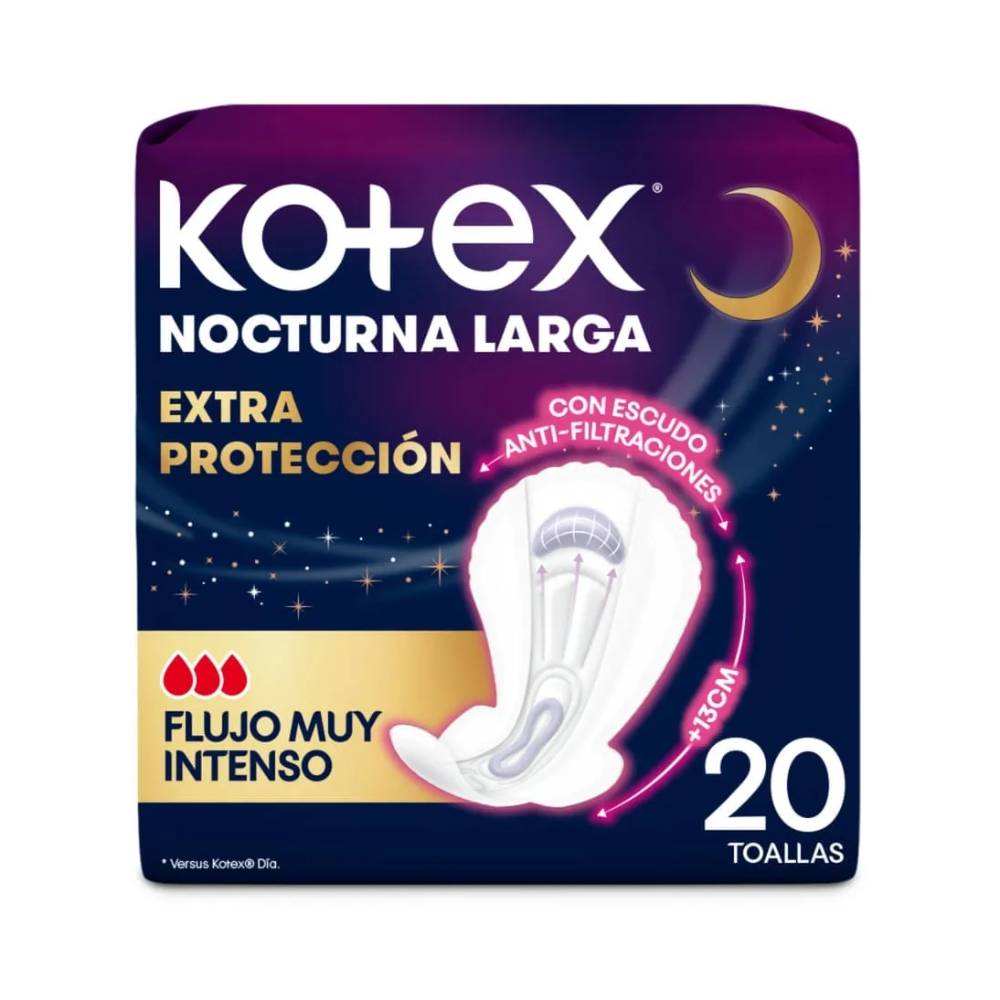 Toallas Kotex Nocturna Extraproteccion 20 Unidades