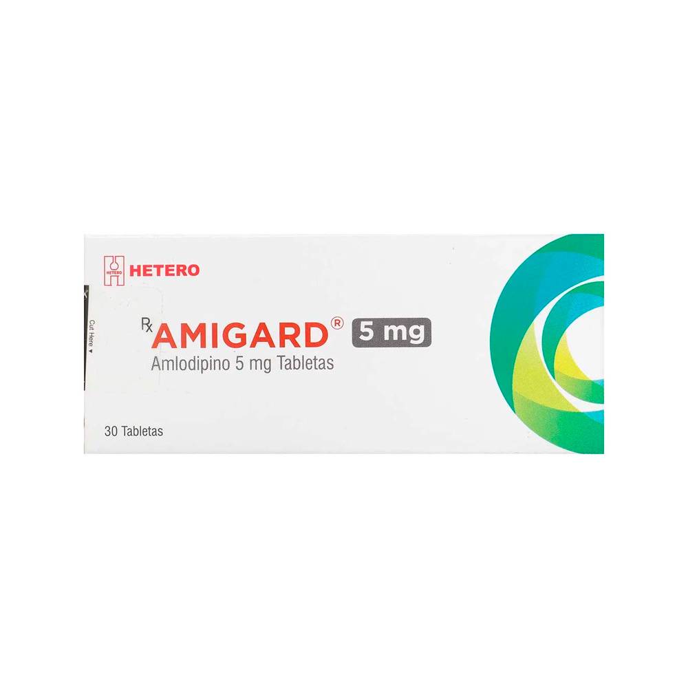 Amigard Amlodipino 5 mg 30 Tabletas