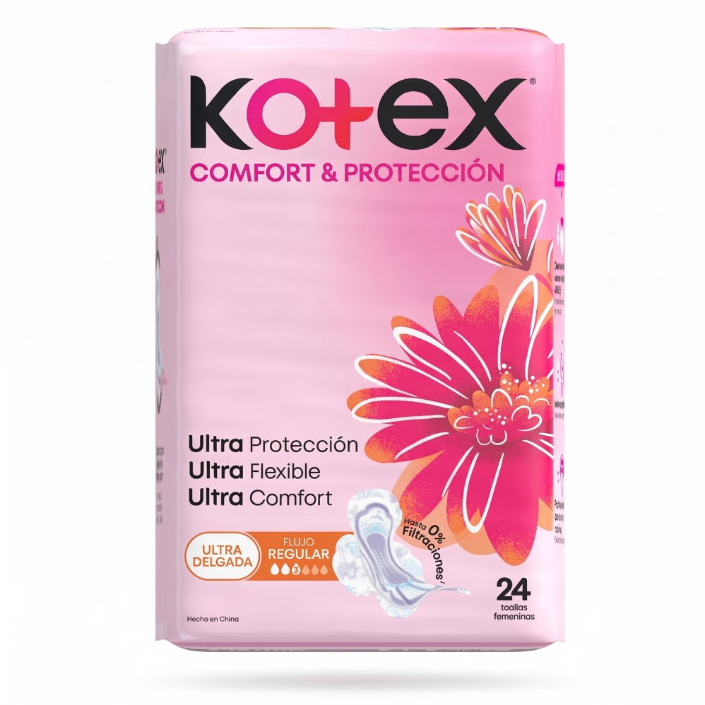 Toallas Kotex Comfort Ultra Delgada Regular 24 Unidades