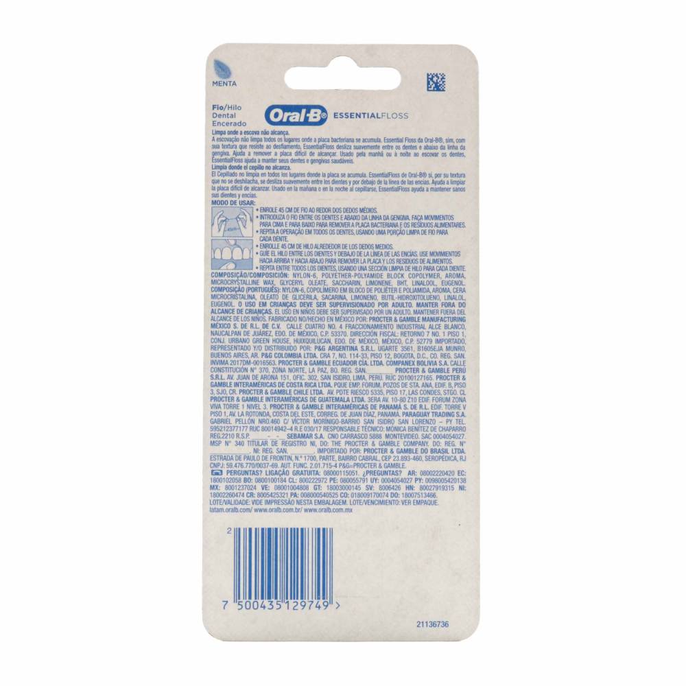 Seda Dental Oral B Pro Essential Floss 2 Unidades 25 Metros - Imagen 2