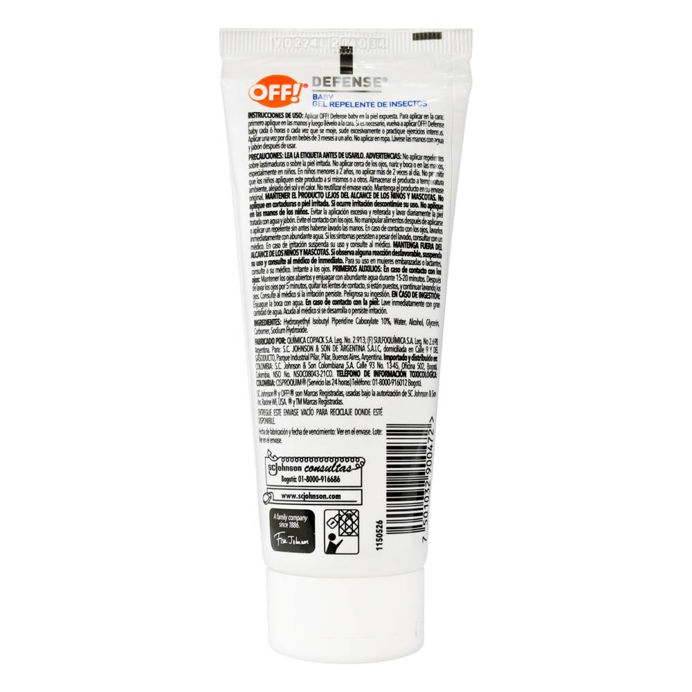 Repelente En Gel Off Defense Baby 100 ml - Imagen 2