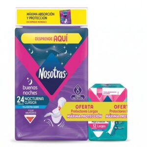 Toallas Nosotras Buenas Noches Tela 24 Unds + 12 Protectores