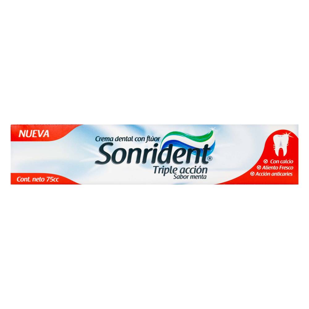 Crema Dental Sonrident Triple Accion Sabor Menta 75 ml