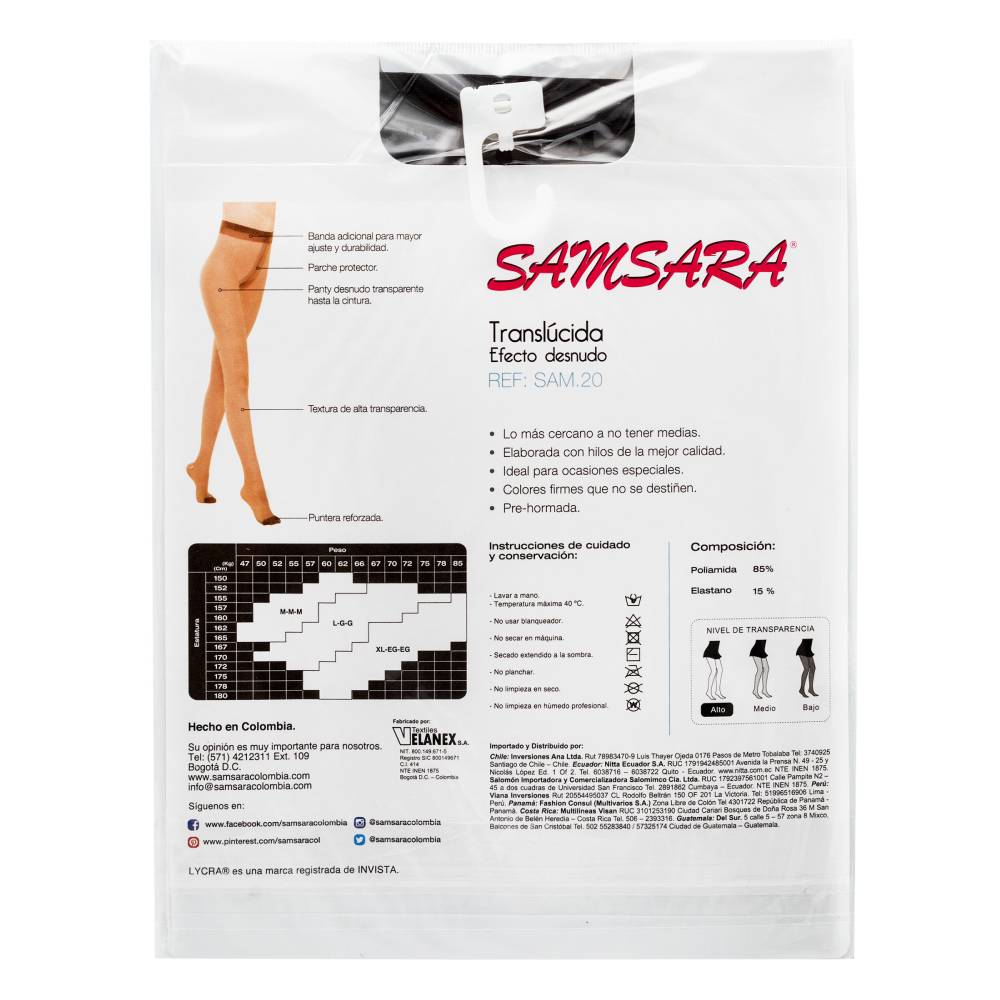 Medías Samsara Translucida Color Negro Talla XL - Imagen 2