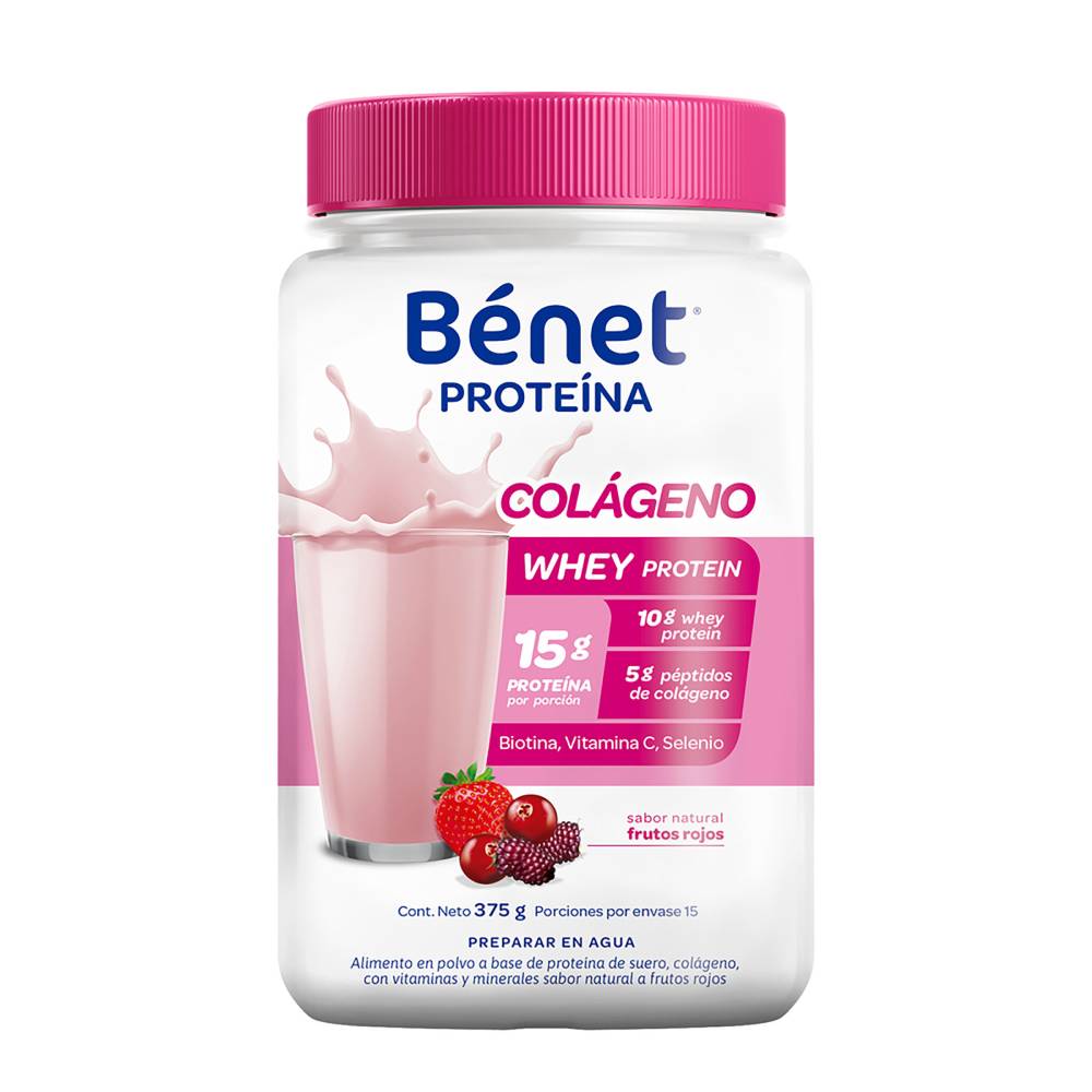 Proteina Benet Colageno Sabor Frutos Rojo 375 g