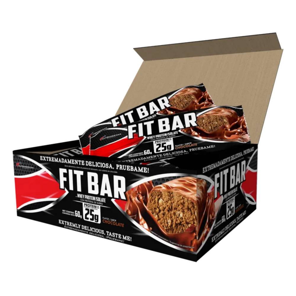 Barras De Proteina Fit Bar Chocolate 12 Unidades