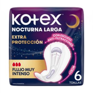 Toallas Kotex Nocturna Larga Extra Protección 6 Unidades