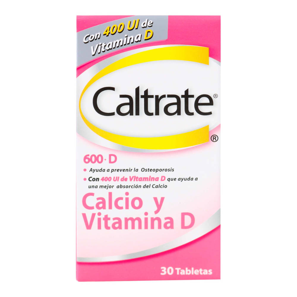 Caltrate 600 + D Calcio y Vitamina D3 30 Tabletas