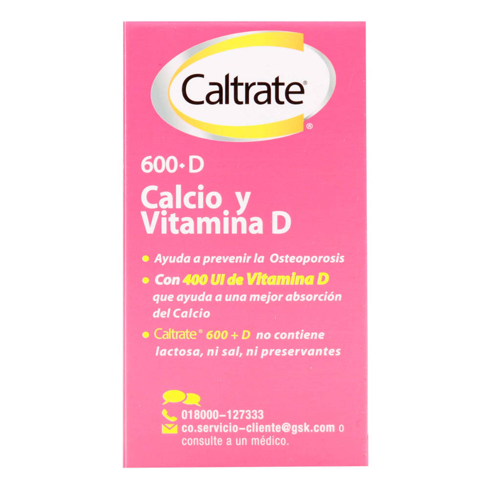 Caltrate 600 + D Calcio y Vitamina D3 30 Tabletas