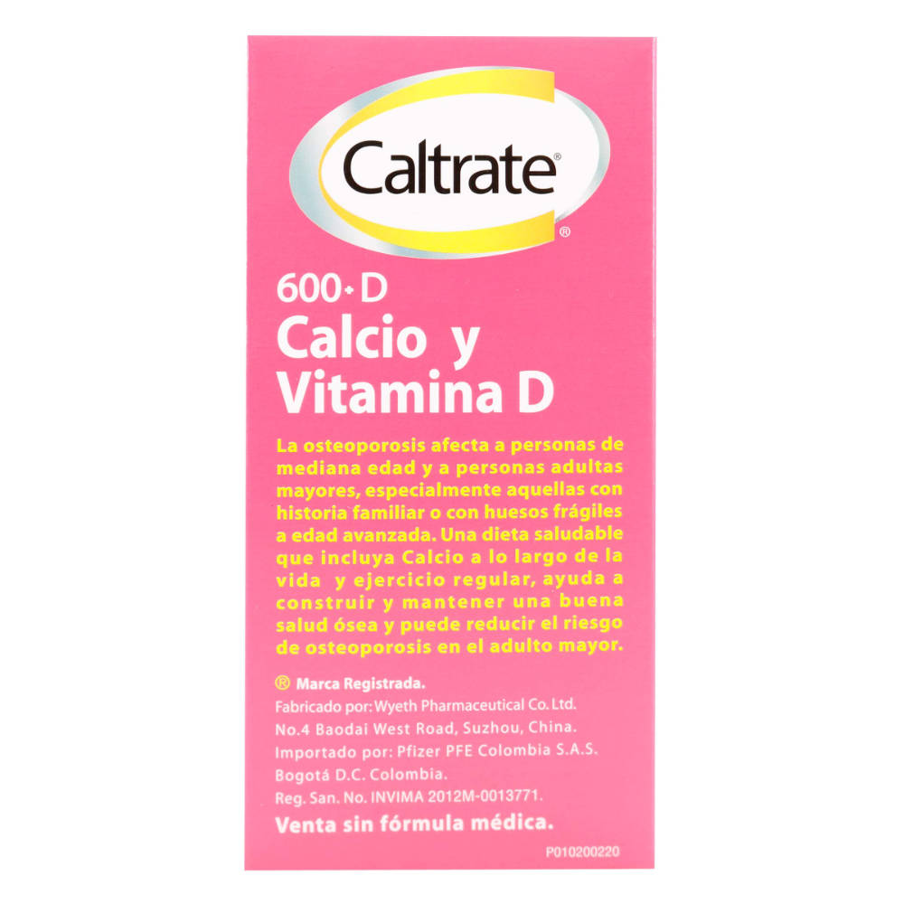 Caltrate 600 + D Calcio y Vitamina D3 60 Tabletas